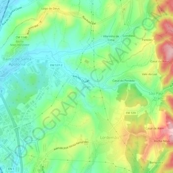 Eiras topographic map, elevation, terrain