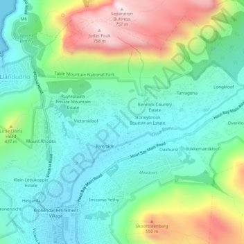 Avignon Estate topographic map, elevation, terrain