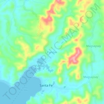 Pandan topographic map, elevation, terrain