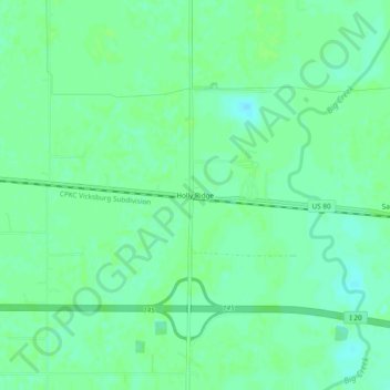 Holly Ridge topographic map, elevation, terrain