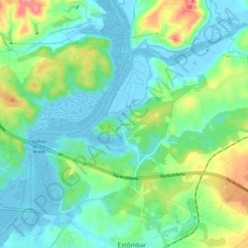 Fontes topographic map, elevation, terrain