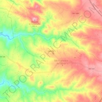 Valinho topographic map, elevation, terrain
