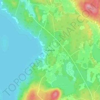 Klässbol topographic map, elevation, terrain
