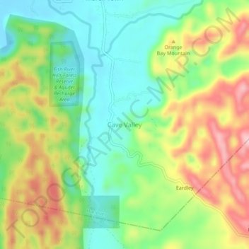 Cave Valley topographic map, elevation, terrain