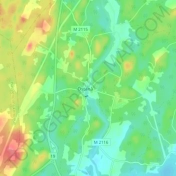Östanå topographic map, elevation, terrain