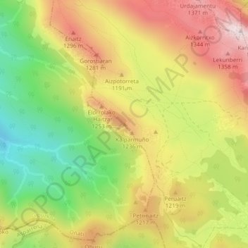 Zabalaitz topographic map, elevation, terrain