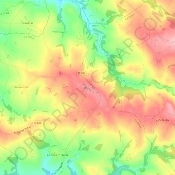 Bégon topographic map, elevation, terrain