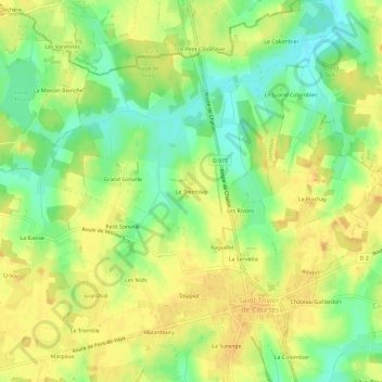 Le Tremblay topographic map, elevation, terrain
