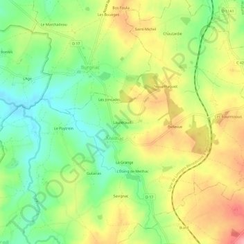 Lauzeraud topographic map, elevation, terrain