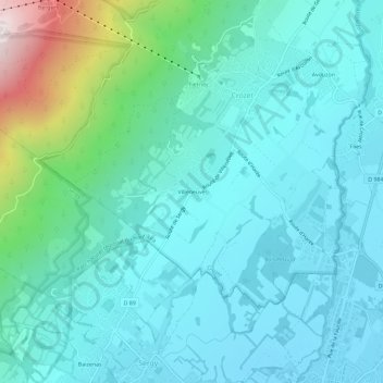Villeneuve topographic map, elevation, terrain