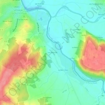 Les Varennes topographic map, elevation, terrain