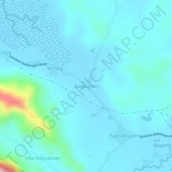 Naga-asan topographic map, elevation, terrain