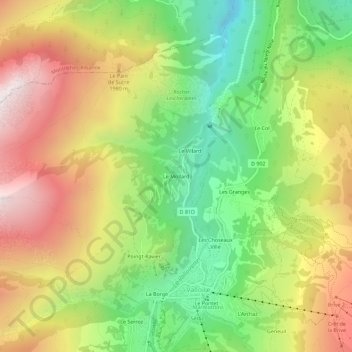 Le Mollard topographic map, elevation, terrain