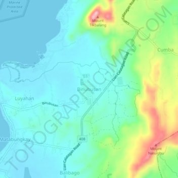 Binubusan topographic map, elevation, terrain