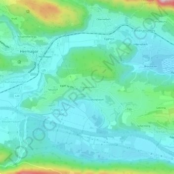 Fritzendorf topographic map, elevation, terrain