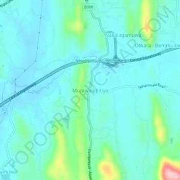 Morawalapitiya topographic map, elevation, terrain