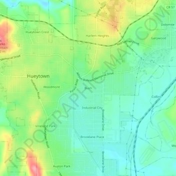 Bush topographic map, elevation, terrain