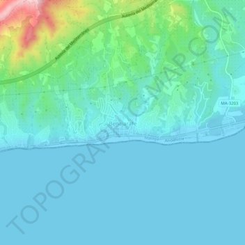 Benajarafe topographic map, elevation, terrain