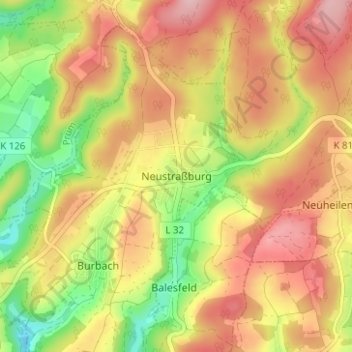 Neustraßburg topographic map, elevation, terrain