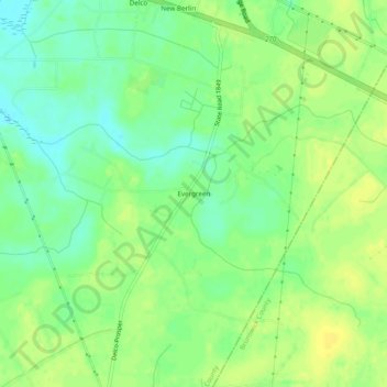 Evergreen topographic map, elevation, terrain