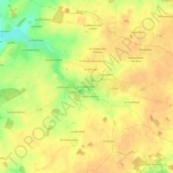 La Guillemière topographic map, elevation, terrain