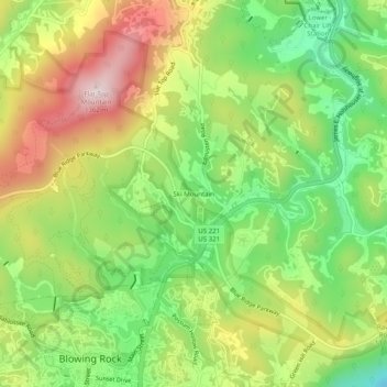 Ski Mountain topographic map, elevation, terrain