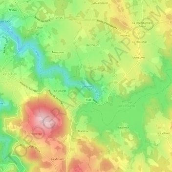 L'Olagnier topographic map, elevation, terrain