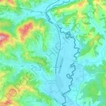 Imeno topographic map, elevation, terrain