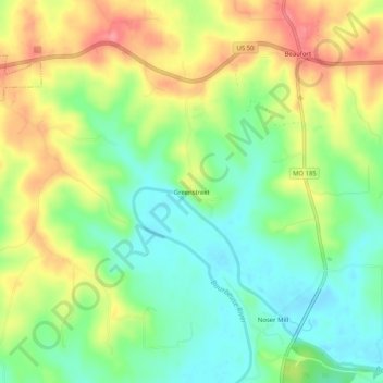 Greenstreet topographic map, elevation, terrain