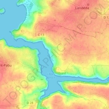 Camean Izella topographic map, elevation, terrain