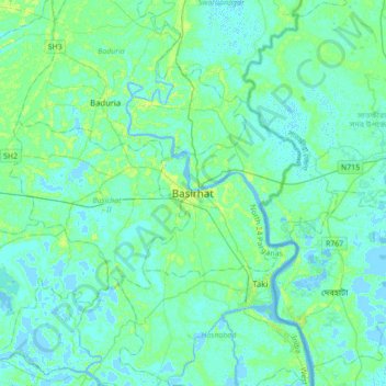Basirhat topographic map, elevation, terrain