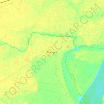 Mainpur topographic map, elevation, terrain