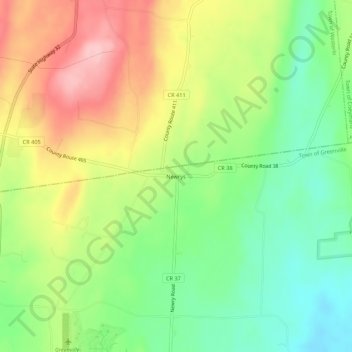 Newrys topographic map, elevation, terrain