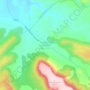Ras Asfour topographic map, elevation, terrain