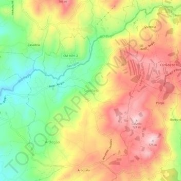 Seidões topographic map, elevation, terrain