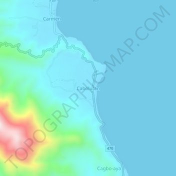 Cabolutan topographic map, elevation, terrain