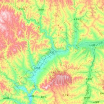 Lixian topographic map, elevation, terrain