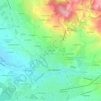 La Tibourgère topographic map, elevation, terrain