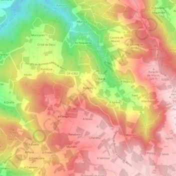 Rodeiro topographic map, elevation, terrain