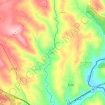 Veigas topographic map, elevation, terrain