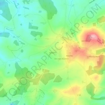 Sampère topographic map, elevation, terrain