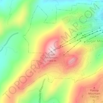 Sugar Mountain topographic map, elevation, terrain