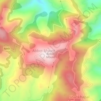 Abbot Mount topographic map, elevation, terrain