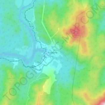 Rosebery topographic map, elevation, terrain