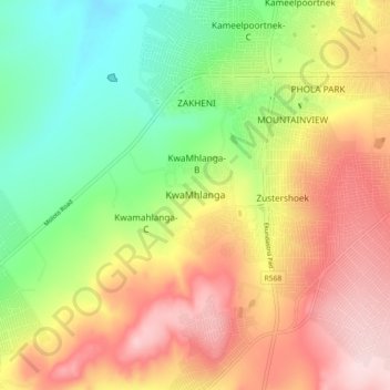 KwaMhlanga topographic map, elevation, terrain