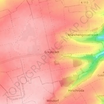 Eckolstädt topographic map, elevation, terrain