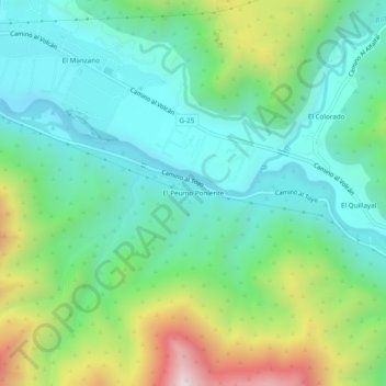 El Peumo Poniente topographic map, elevation, terrain