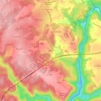 Lespinat topographic map, elevation, terrain