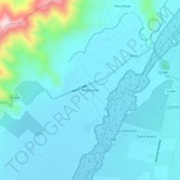 Mallarauco topographic map, elevation, terrain