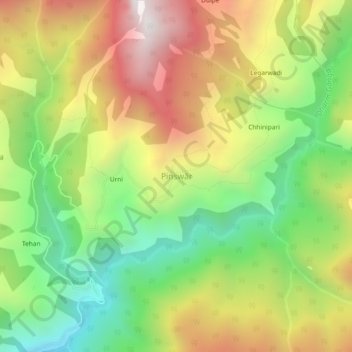 Pinswār topographic map, elevation, terrain